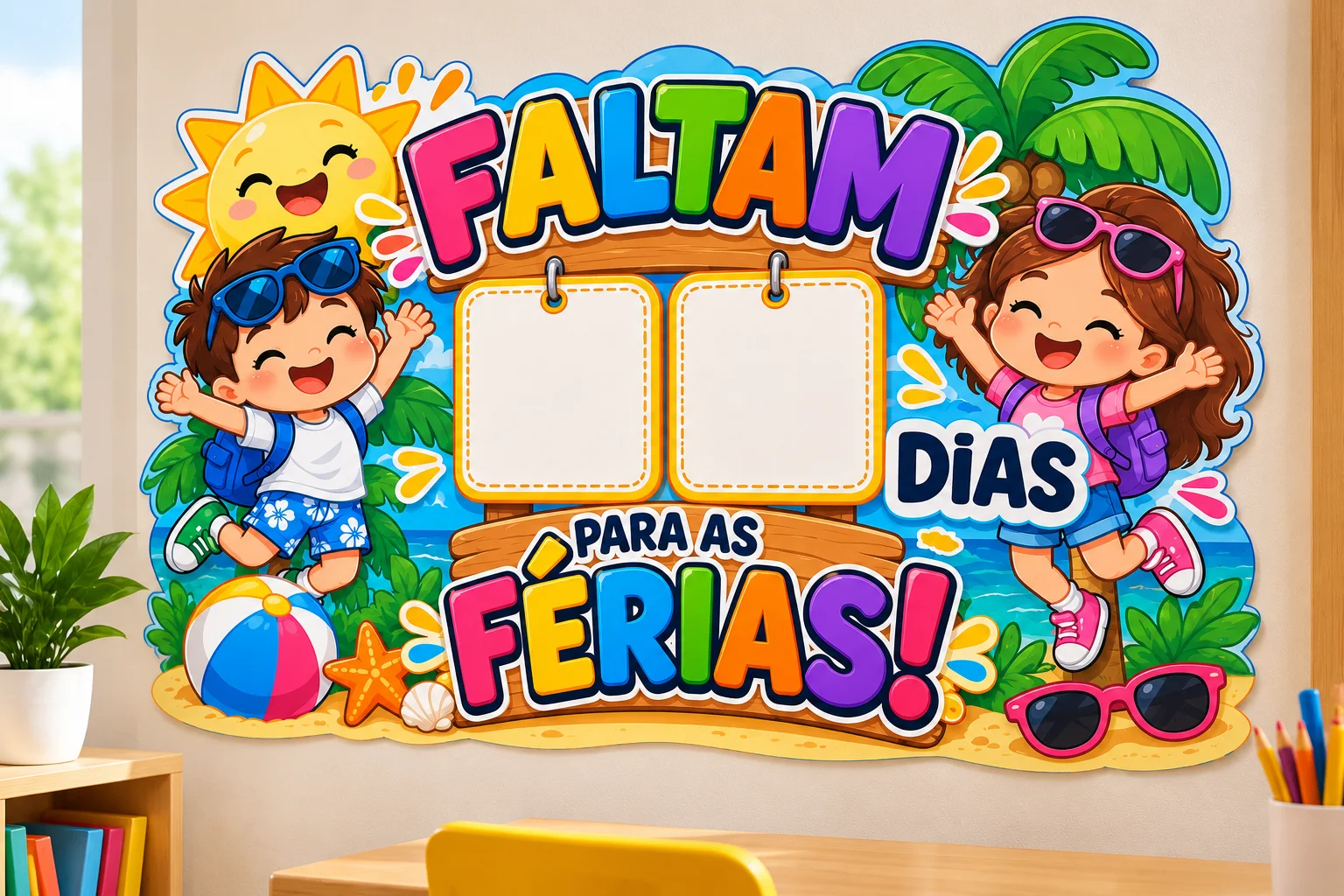 Painel de Contagem Regressiva para Férias Escolares — amostra 1: PAINEL DE CONTAGEM REGRESSIVA PARA AS FÉRIAS ESCOLARES –…