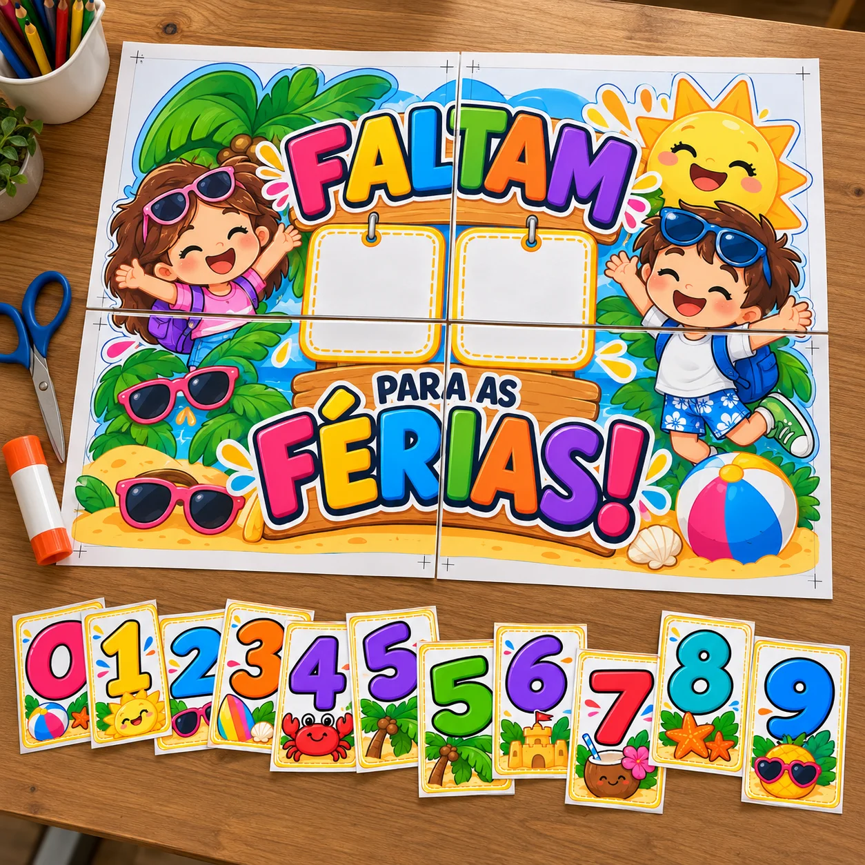 Painel de Contagem Regressiva para Férias Escolares — amostra 5: Painel de contagem regressiva para as férias escolares,…