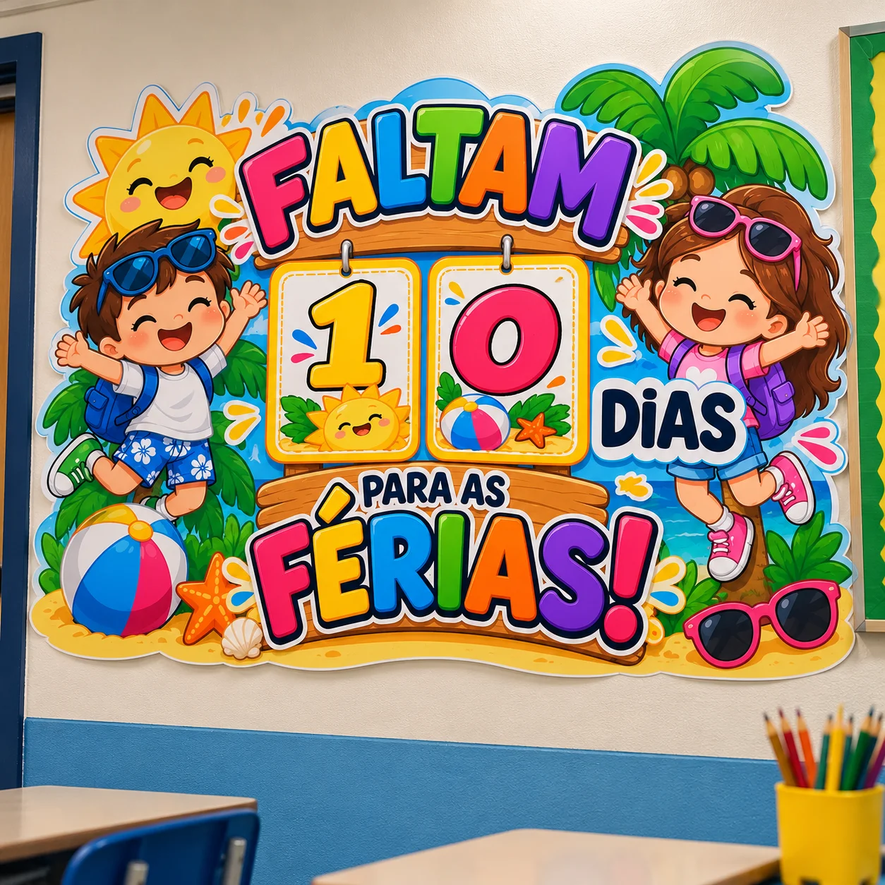 Painel de Contagem Regressiva para Férias Escolares — capa do material