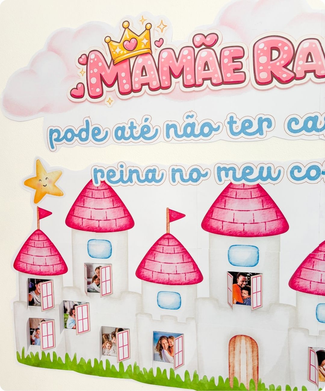 Painel de Dia das Mães para imprimir: Mamãe Rainha — amostra 2: O que é e o que vem no arquivo