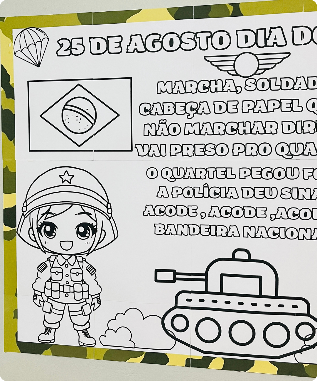 Painel de Dia do Soldado para imprimir — amostra 1: Uma proposta de colorir para realizar em grupo