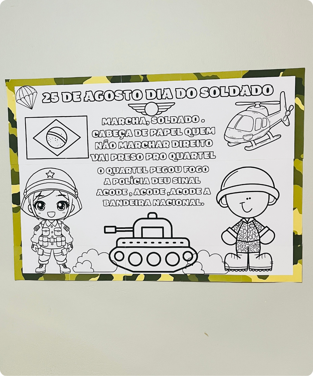 Painel de Dia do Soldado para imprimir — amostra 3: O que você recebe no PDF