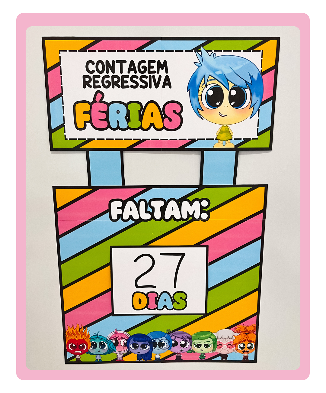 Painel de férias Divertidamente para imprimir — amostra 2: Como colocar o painel em uso
