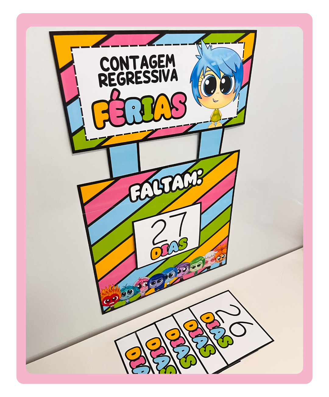 Painel de férias Divertidamente para imprimir — amostra 6: Leve a contagem dos dias até as férias de verão para a rotina da…