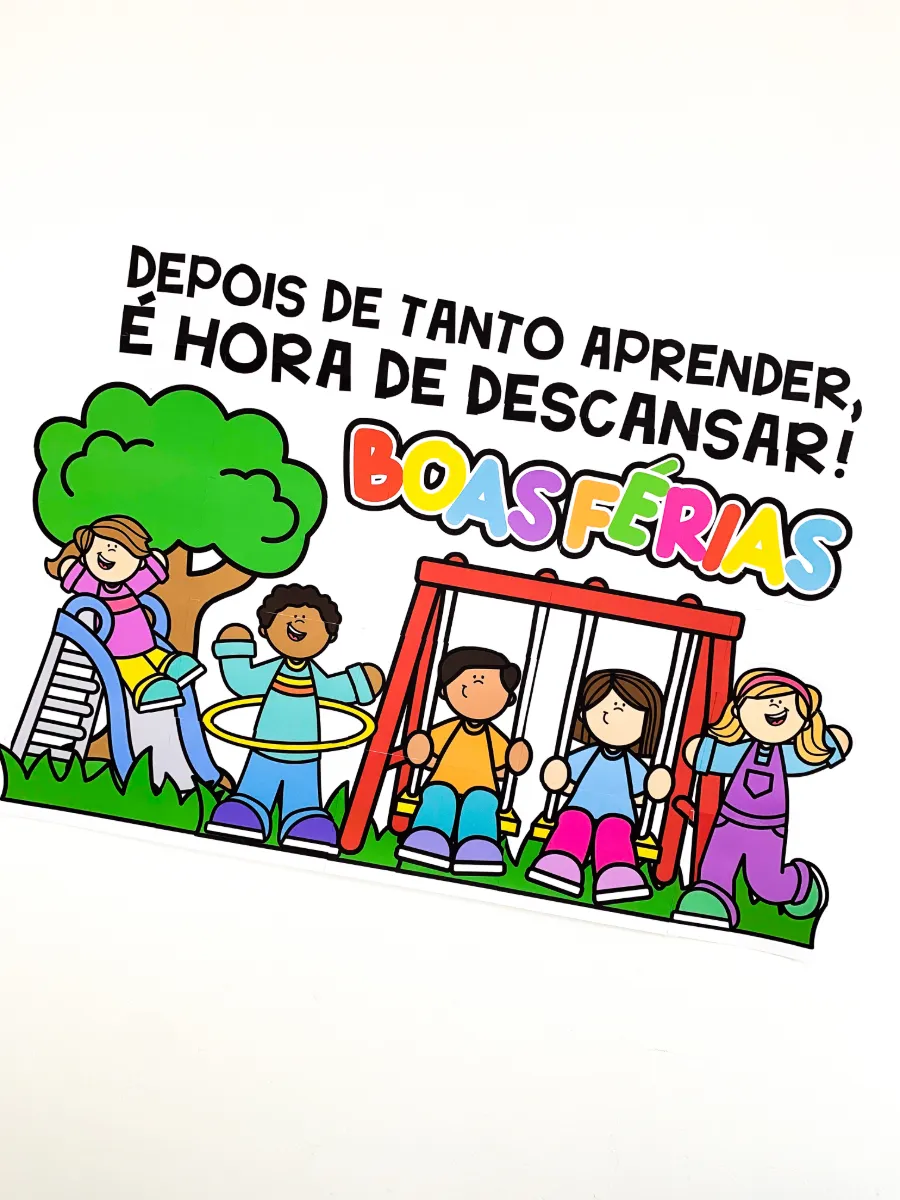 Painel de Férias Escolares – Decoração Infantil para Escola — amostra 2: Depois de um semestre de descobertas, é hora de…