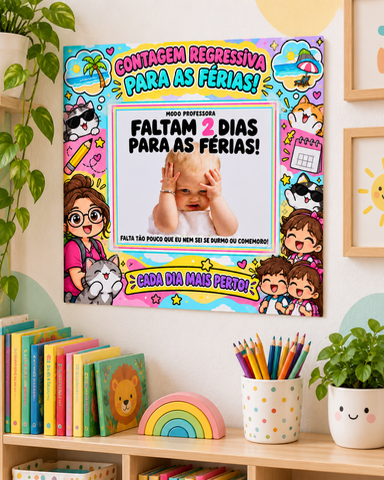 Painel de Férias para Sala dos Professores | Memes — amostra 1: Painel divertido para sala dos professores com contagem…
