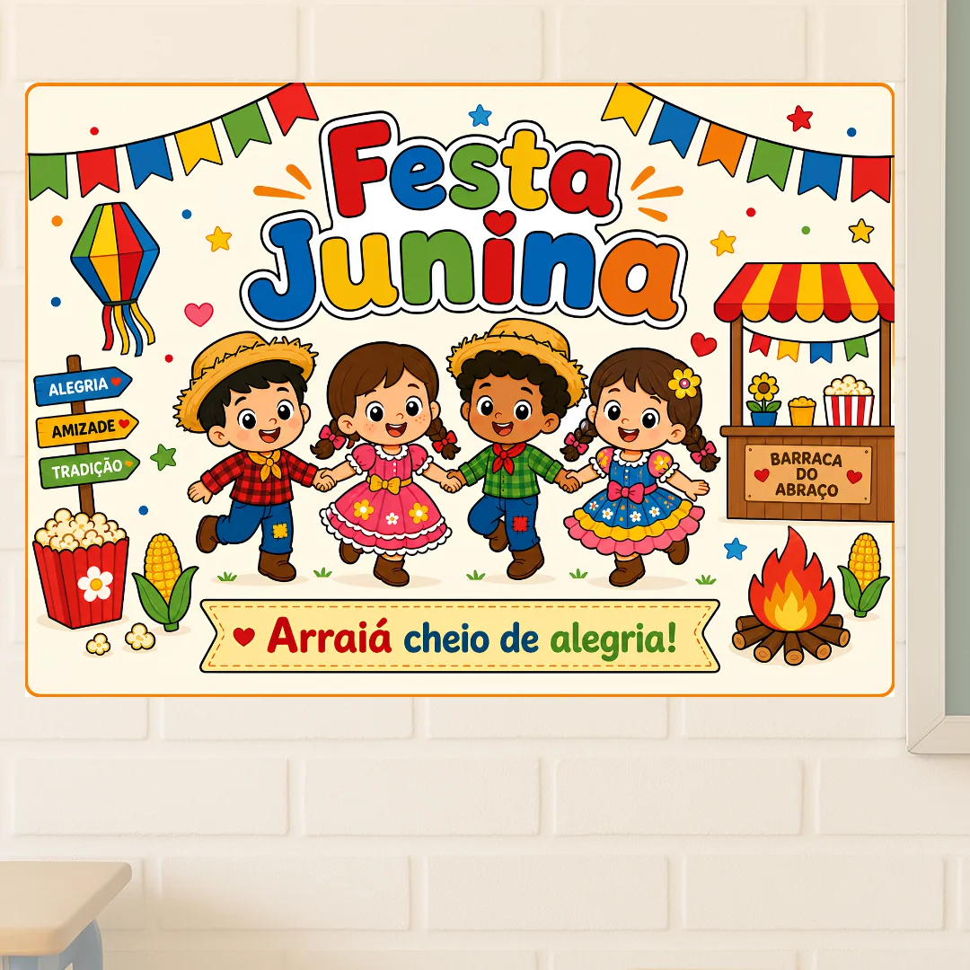 Painel de Festa Junina (2 Tamanhos) – PDF para Imprimir — amostra 1: O que vem no material