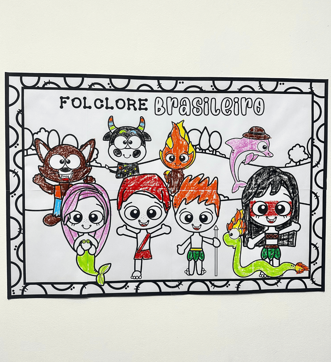 Painel de Folclore para Pintura Coletiva em PDF — amostra 2: O que vem no material
