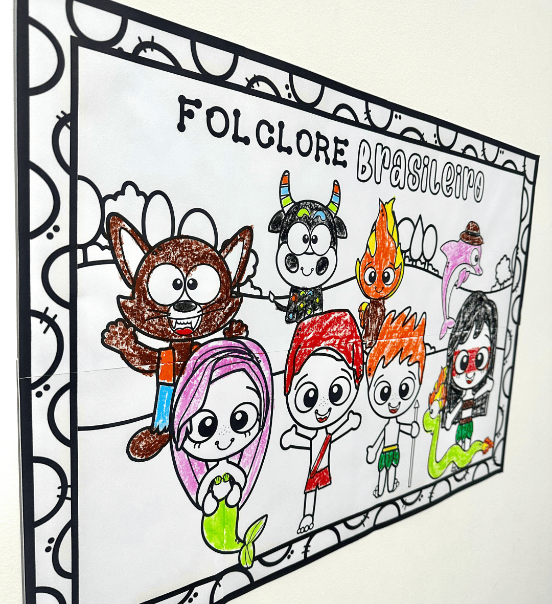 Painel de Folclore para Pintura Coletiva em PDF — amostra 3: Como usar em sala de aula