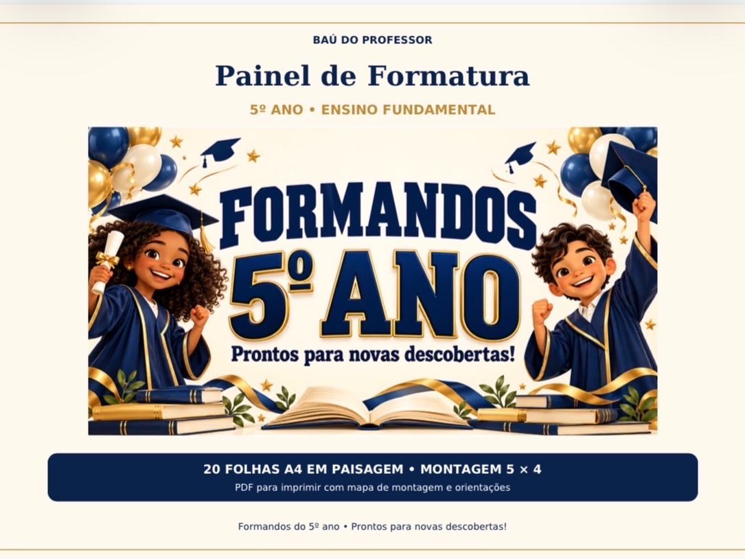 Painel de Formatura 5º Ano para Imprimir em PDF — amostra 1: Celebre a conclusão dos anos iniciais com um painel de… Painel de Formatura 5º Ano para Imprimir em PDF — amostra 1: Celebre a conclusão dos anos iniciais com um painel de…