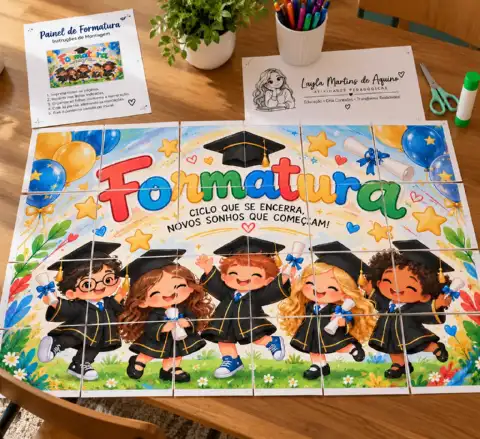 Painel de Formatura para Imprimir em 16 Folhas A4 — amostra 3: COMO UTILIZAR?
