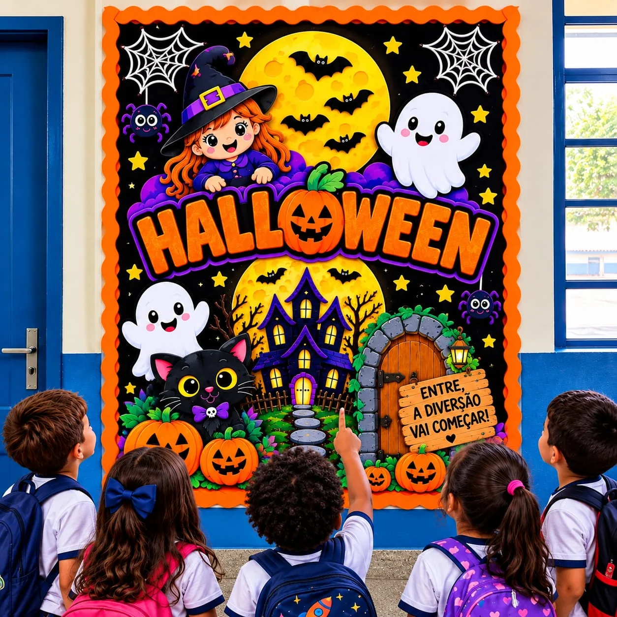 Painel de Halloween Infantil – kit de decoração Escolar — amostra 5: 👑 Coroa colorida