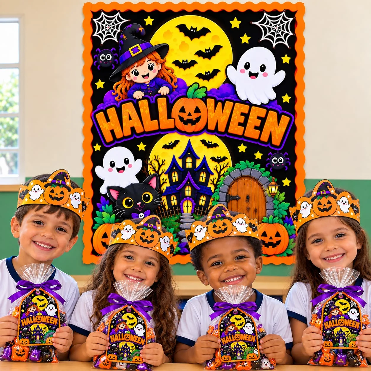 Painel de Halloween Infantil – kit de decoração Escolar — capa do material