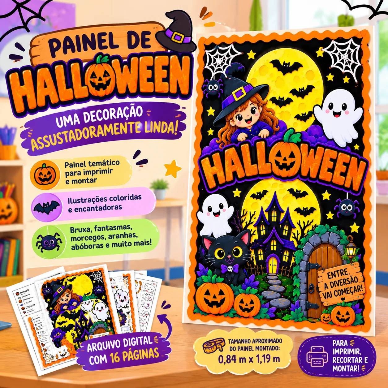 Painel de Halloween para Imprimir – Decoração Escolar — Datas comemorativas para Educação Infantil: Painel de Halloween…