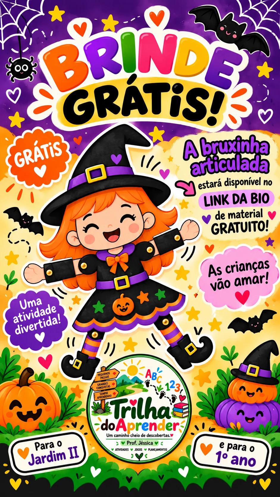 Painel de Halloween para Imprimir – Mural Escolar em 18 Folhas A4 — amostra 2: Painel de Halloween em PDF com 18 folhas A4…