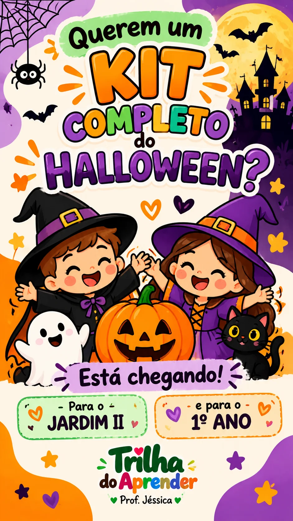 Painel de Halloween para Imprimir – Mural Escolar em 18 Folhas A4 — amostra 3: Painel de Halloween em PDF com 18 folhas A4…