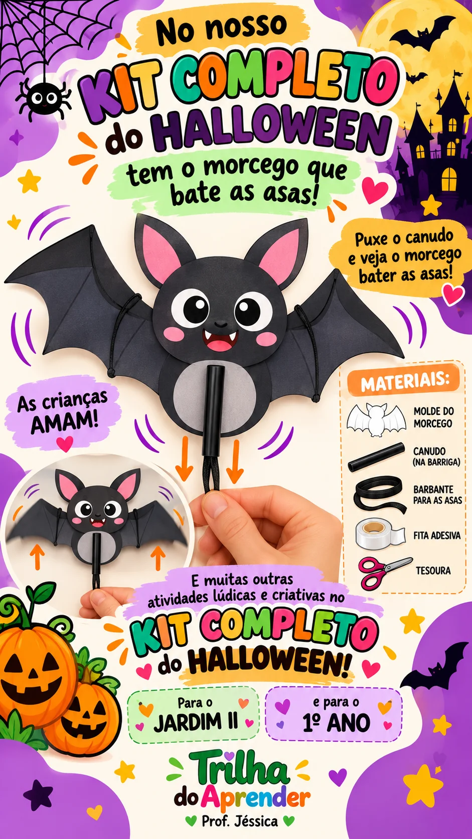 Painel de Halloween para Imprimir – Mural Escolar em 18 Folhas A4 — amostra 4: Painel de Halloween em PDF com 18 folhas A4…