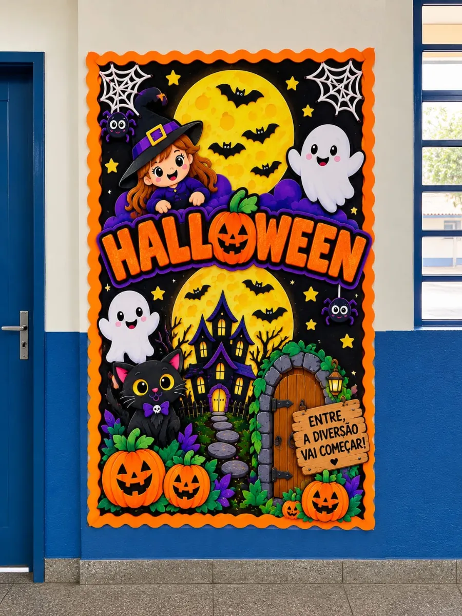 Painel de Halloween para Sala de Aula em PDF — amostra 3: Painel de Halloween para decoração escolar