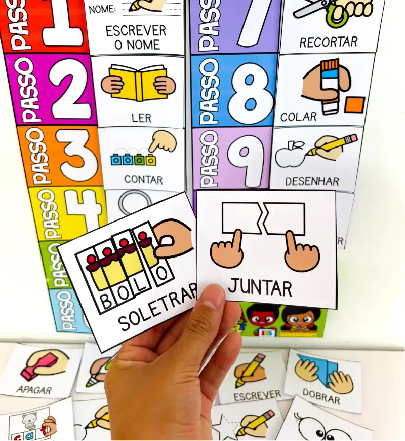 Painel de Instruções Visuais para Educação Infantil — amostra 2: O que vem no material
