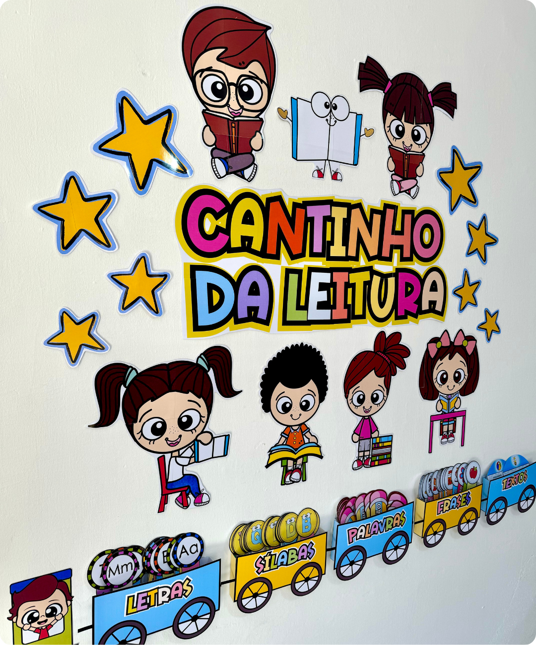 Painel de leitura para imprimir — amostra 5: Organize um espaço de leitura com um painel em PDF e fichas de letras,…