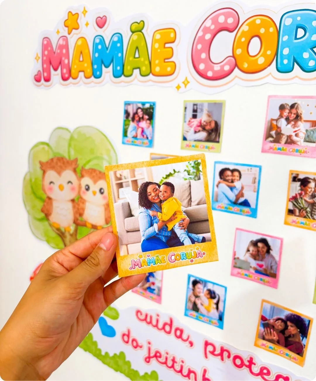 Painel de Mamãe Coruja para imprimir — amostra 2: Como aplicar em sala