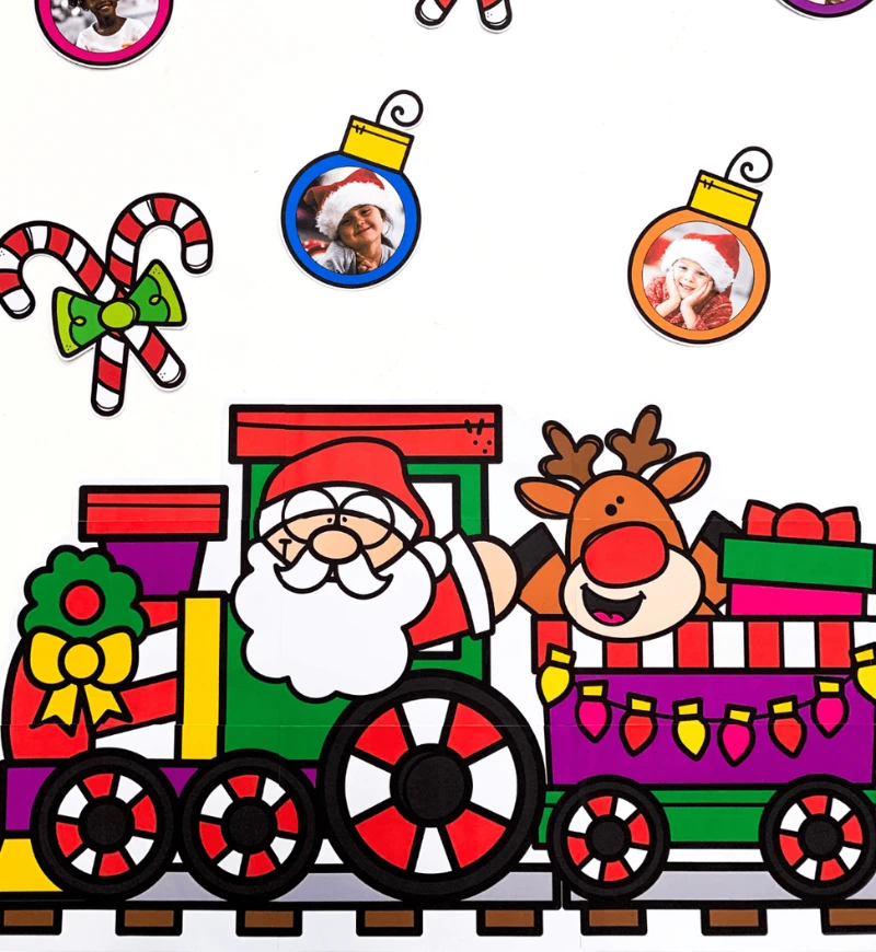 Painel de Natal com Fotos para Educação Infantil e Anos Iniciais — amostra 1: Painel de Natal com fotos para personalizar a…