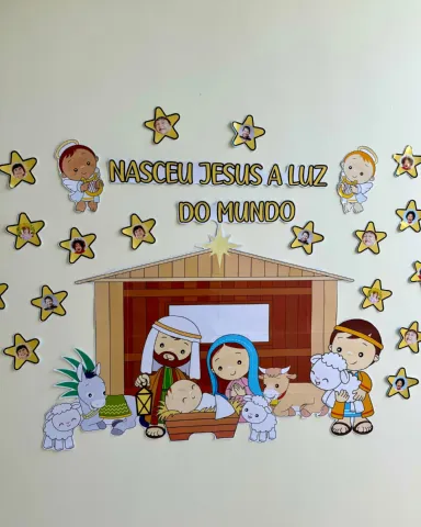 Painel de Natal com Presépio e Fotos das Crianças para Imprimir — capa do material