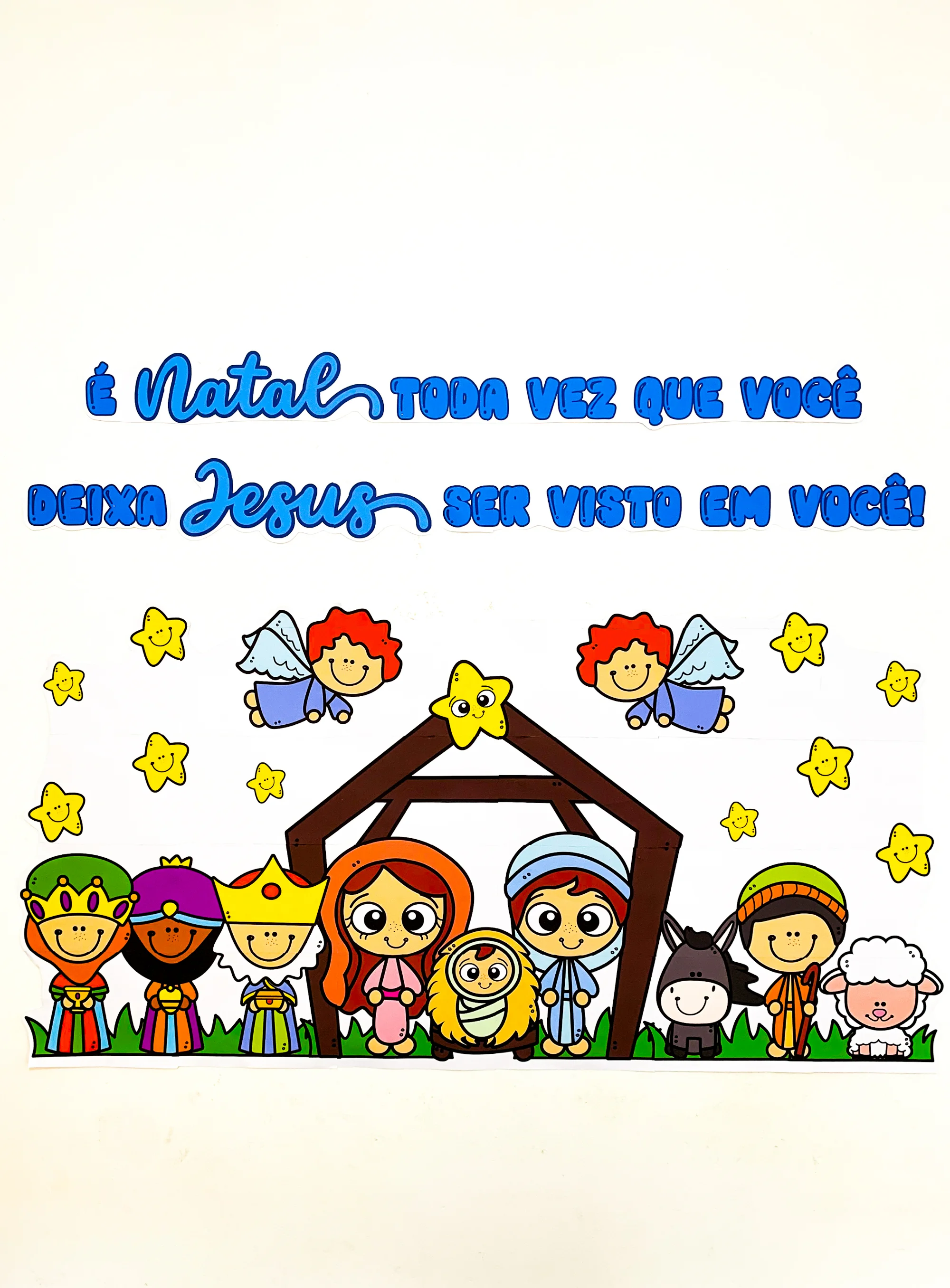 Painel de Natal Cristão Educação Infantil e Anos Iniciais — amostra 2: Neste Natal, celebre o nascimento de Jesus com um…
