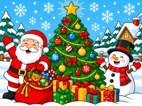 Painel de Natal escolar para imprimir – decoração em mosaico — capa do material