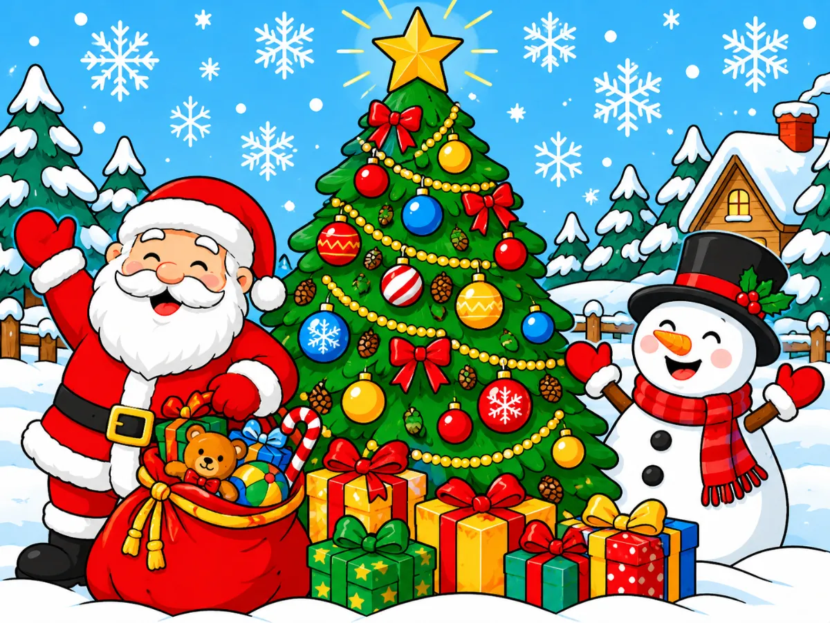 Painel de Natal escolar para imprimir – decoração em mosaico — Datas comemorativas para Ensino Fundamental I (1º–5º): É um…