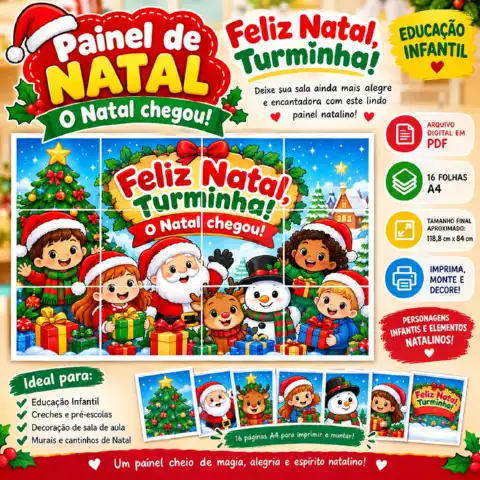 Painel de Natal – O Natal Chegou! Feliz Natal, Turminha — capa do material