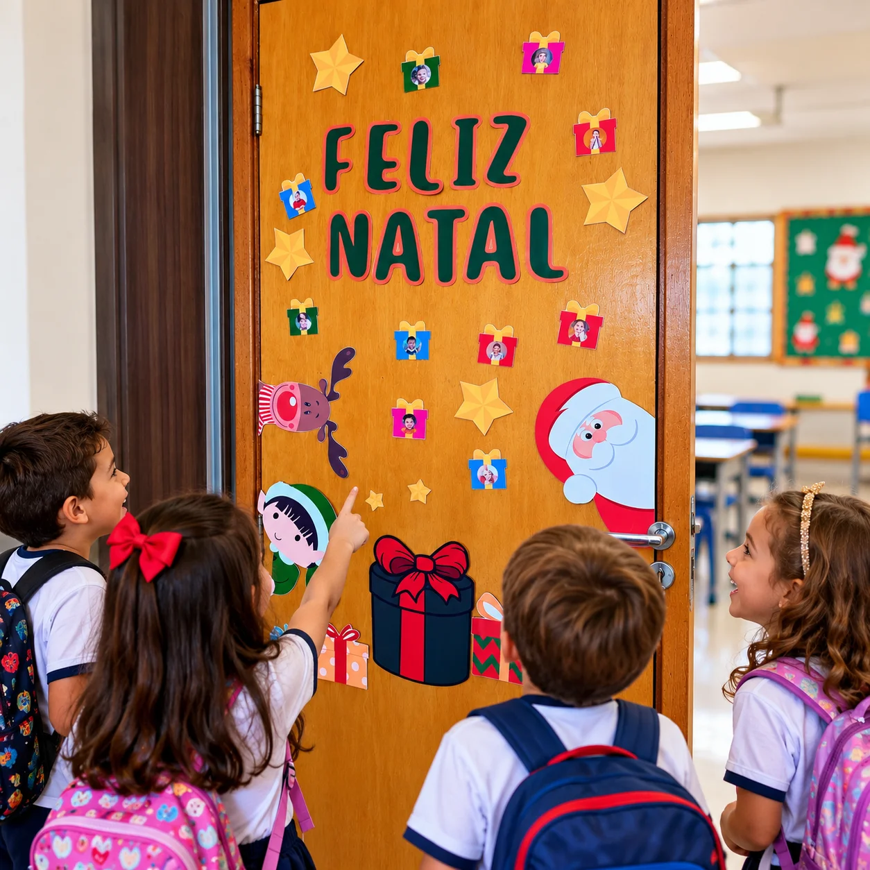 Painel de Natal para Porta da Sala de Aula – Para Imprimir — amostra 3: Decore a porta da sala de aula com um lindo painel…