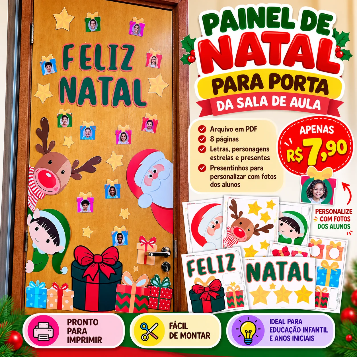 Painel de Natal para Porta da Sala de Aula – Para Imprimir — capa do material