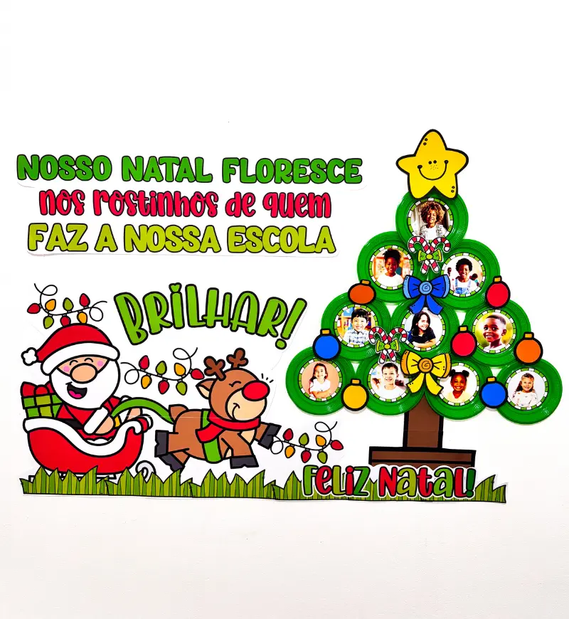 Painel de Natal Rostinhos com Fotos dos Alunos em PDF — amostra 1: Painel de Natal com fotos dos alunos