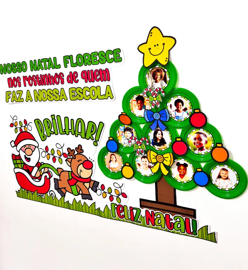 Painel de Natal Rostinhos com Fotos dos Alunos em PDF — amostra 2: O que vem no material