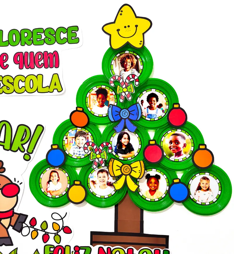 Painel de Natal Rostinhos com Fotos dos Alunos em PDF — capa do material