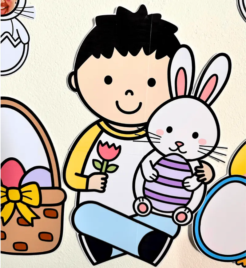 Painel de Páscoa para Imprimir com Coelhinhos Personalizáveis — amostra 3: Como usar em sala de aula
