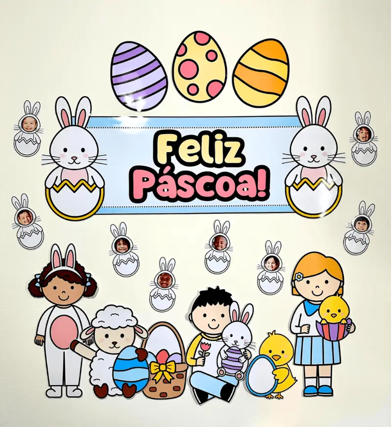 Painel de Páscoa para Imprimir com Coelhinhos Personalizáveis — Datas comemorativas para Educação Infantil: Envolva as…