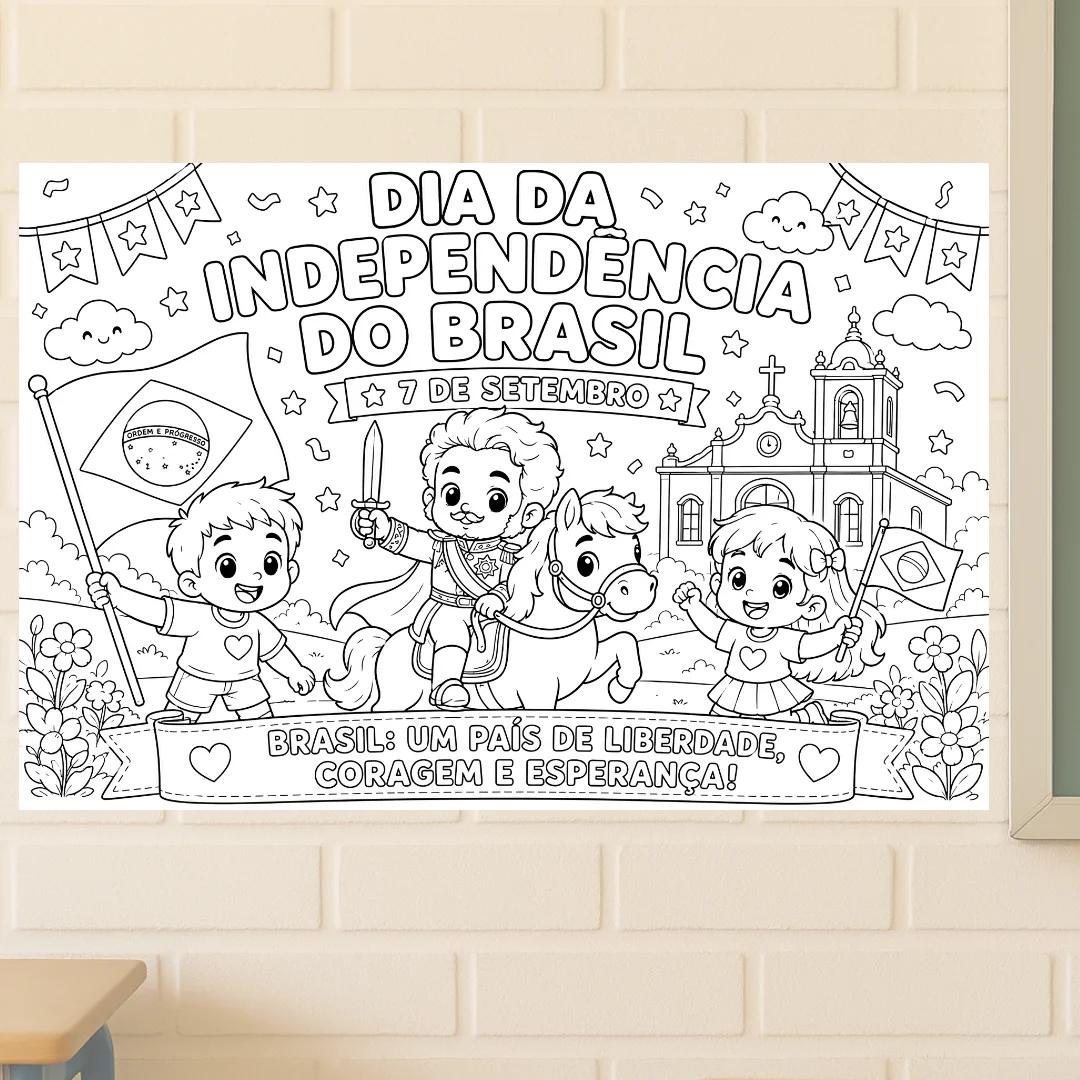 Painel de Pintura Coletiva - Dia da Independência do Brasil — amostra 1: Trabalhe a Semana da Pátria de forma lúdica,…