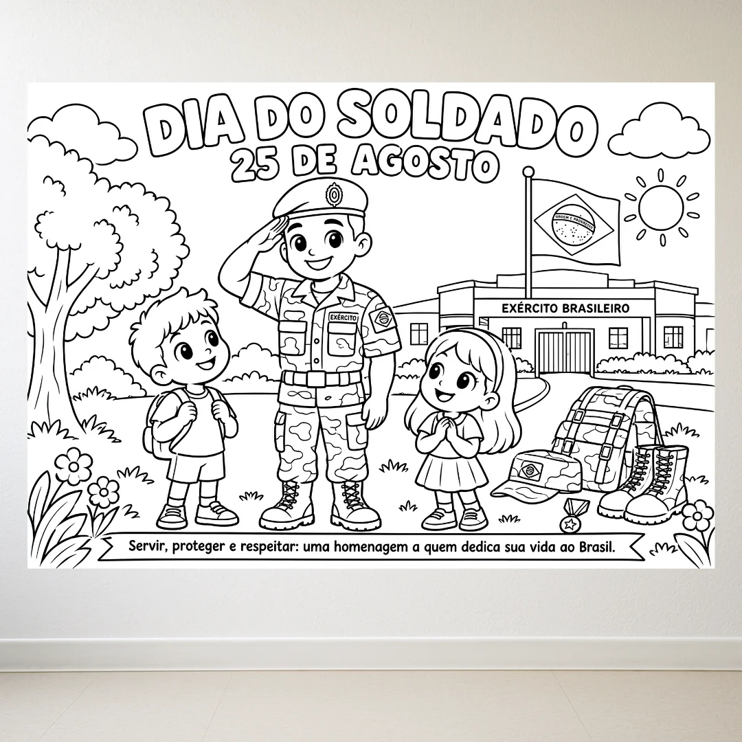 Painel de Pintura Coletiva Dia do Soldado – 25 de Agosto — amostra 2: Torne o Dia do Soldado ainda mais especial com uma…