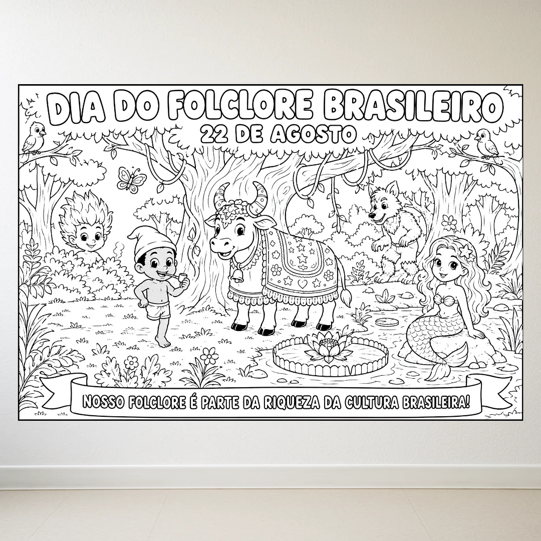 Painel de Pintura Coletiva Folclore Brasileiro – 22 de Agosto — amostra 2: Transforme a celebração do Folclore Brasileiro…