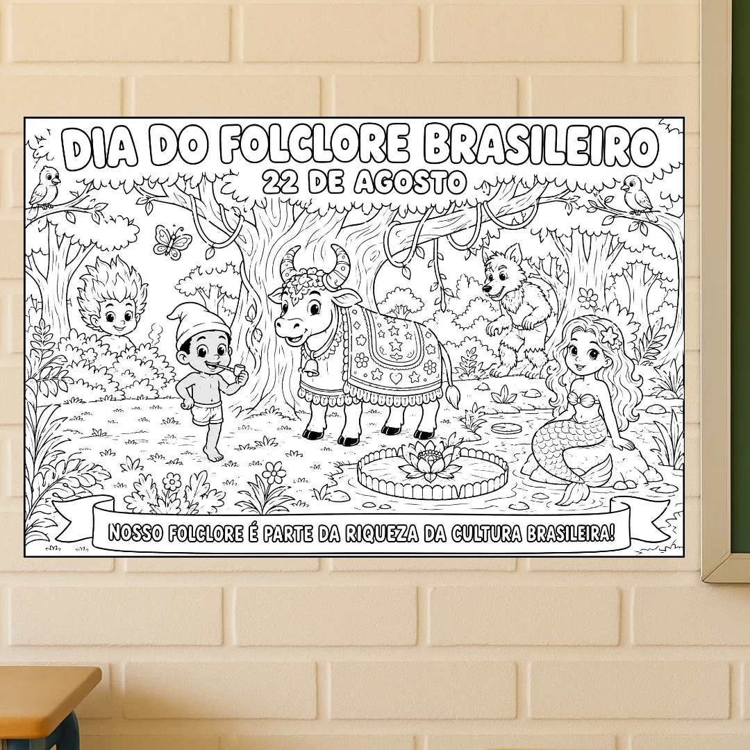 Painel de Pintura Coletiva Folclore Brasileiro – 22 de Agosto — Datas comemorativas para Educação Infantil: Transforme a…