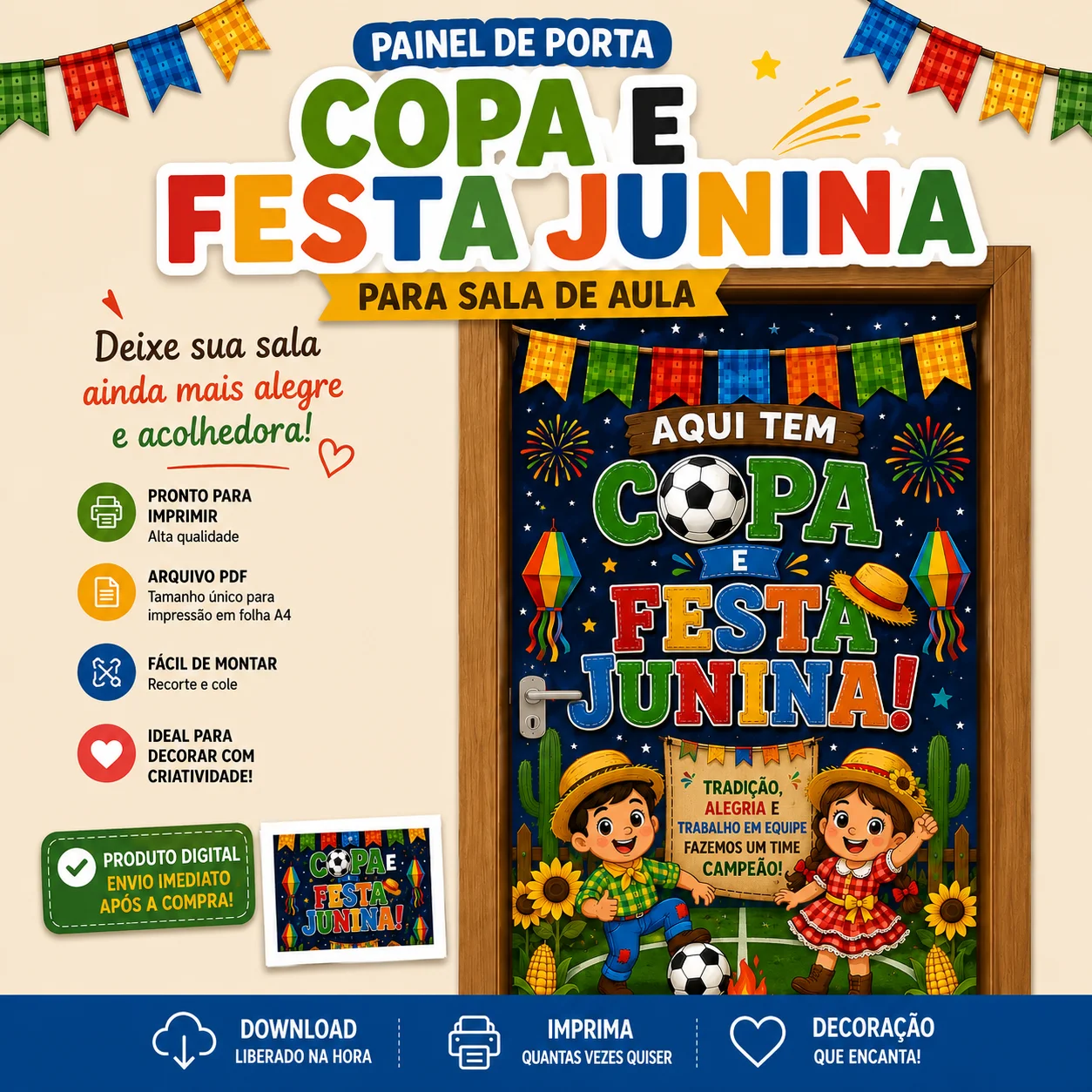 Painel de porta copa e festa junina — amostra 1: *🌽⚽ PAINEL DE PORTA – COPA & FESTA JUNINA 🎉* Perfeito para decorar a…