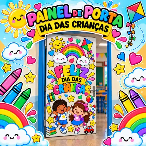 Painel de Porta Dia das Crianças – Decoração Infantil — capa do material