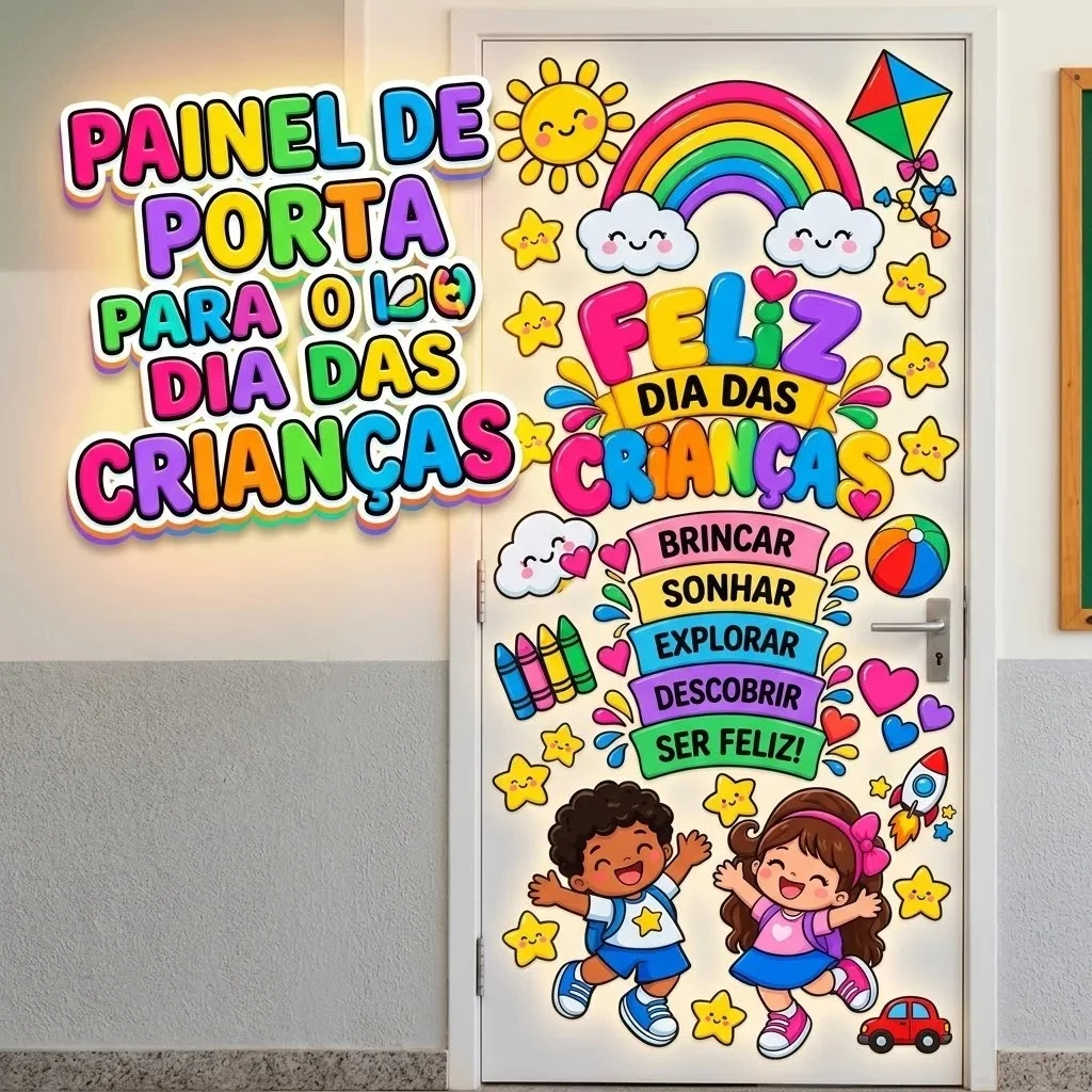 Painel de Porta Dia das Crianças | Feliz Infância — amostra 1: O que está incluso