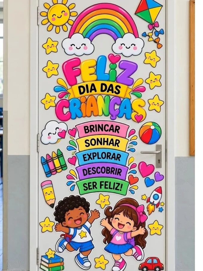 Painel de Porta Dia das Crianças | Feliz Infância — amostra 3: Faixa etária / ano escolar