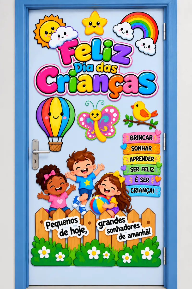 Painel de Porta Feliz Dia das Crianças – Decoração Escolar — amostra 2: Deixe a porta da sua sala ainda mais alegre,…