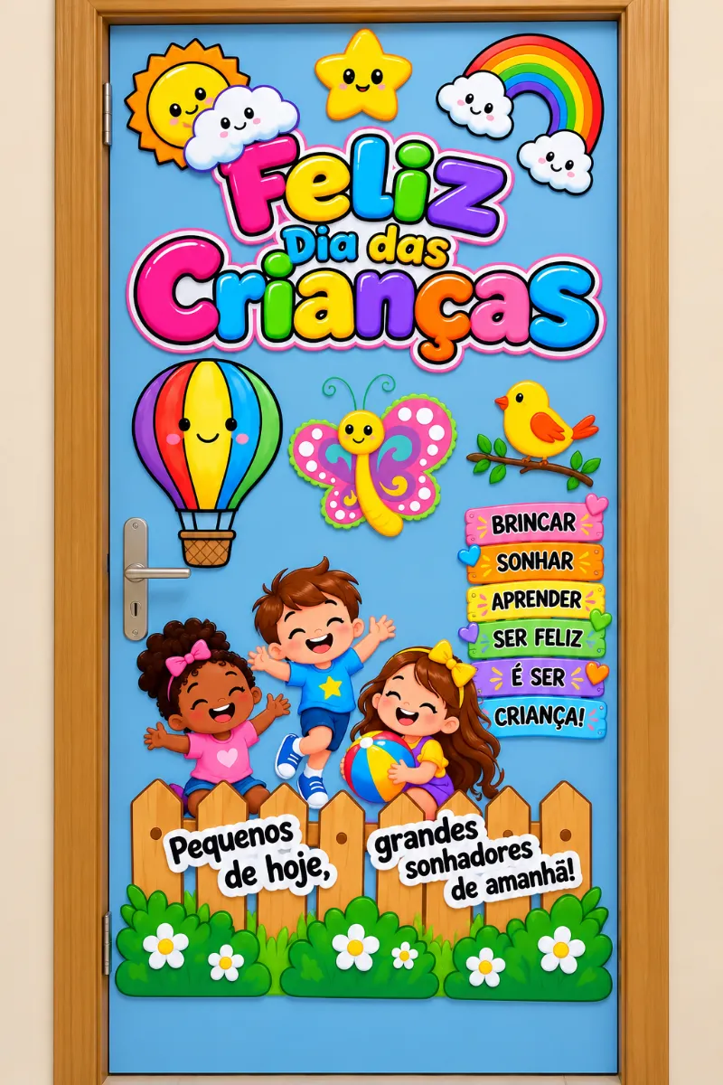 Painel de Porta Feliz Dia das Crianças – Decoração Escolar — amostra 3: 🌈 Perfeito para