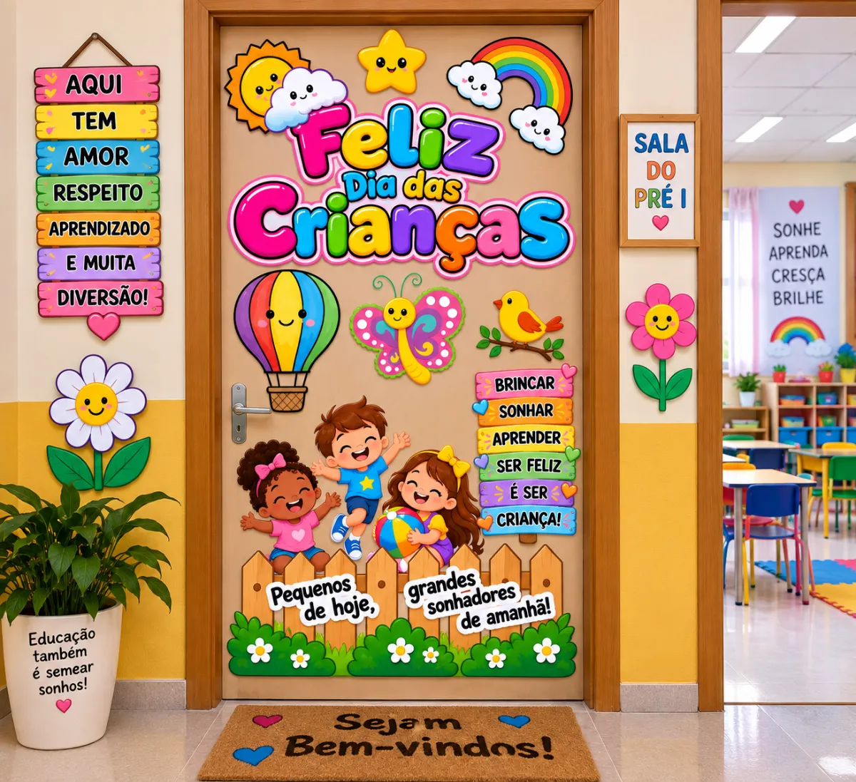 Painel de Porta Feliz Dia das Crianças – Decoração Escolar — amostra 4: ✅ Decorar a porta da sala de aula ✅ Comemorar o Dia…