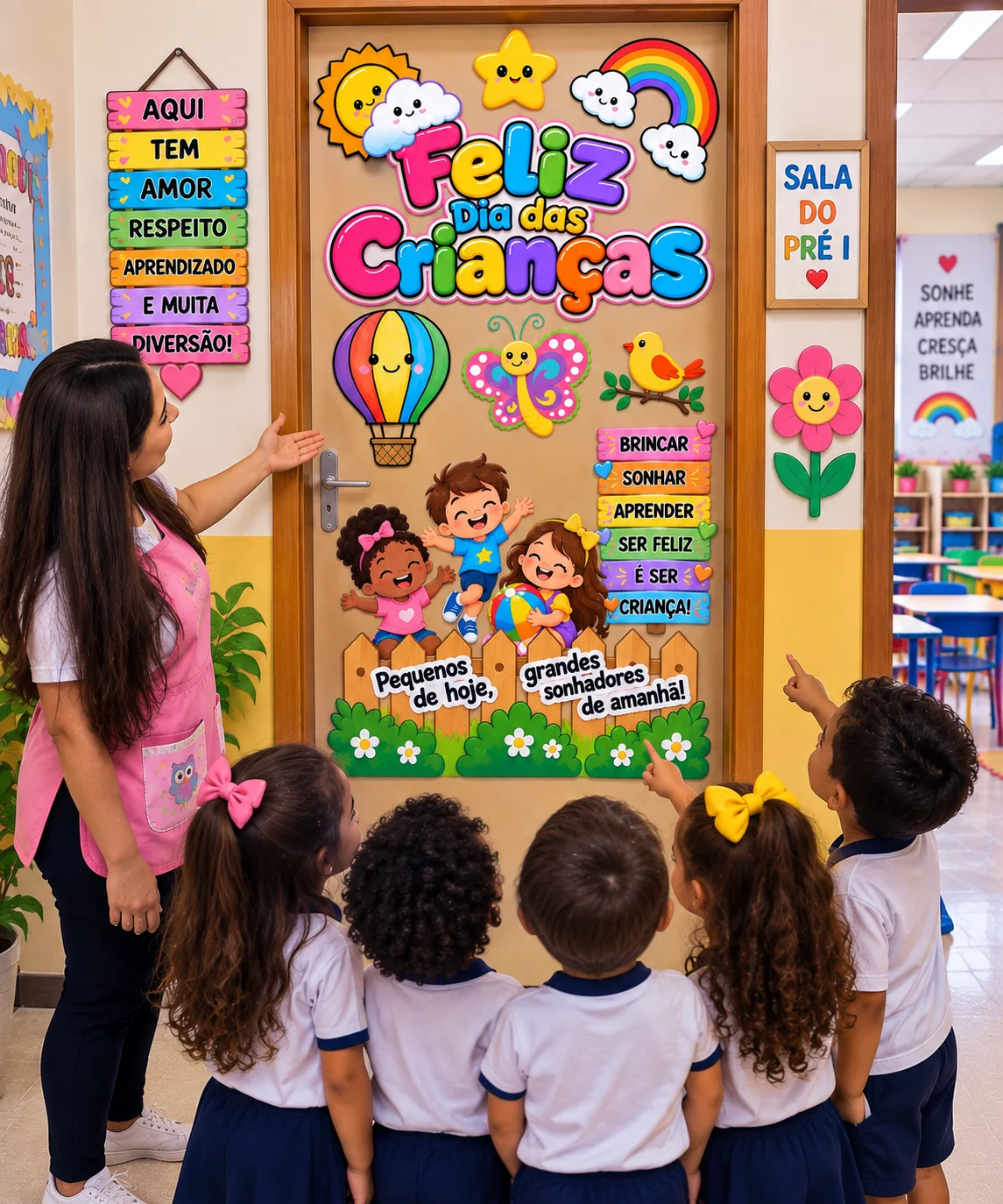 Painel de Porta Feliz Dia das Crianças para Imprimir — amostra 5: Painel de Porta Feliz Dia das Crianças em PDF, com…